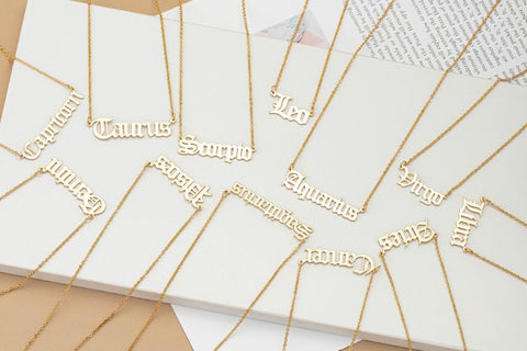 Laser cut zodiac sign pendant necklace