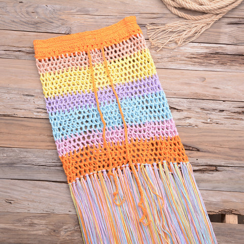 Hand Crocheting Beach Split Tassel  Skirt