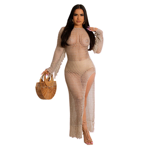 Handmade Knitted Tassel Beach Dress
